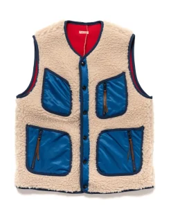 KAPITAL Bonding Fleece Beach Vest Ecru>Men Outerwear