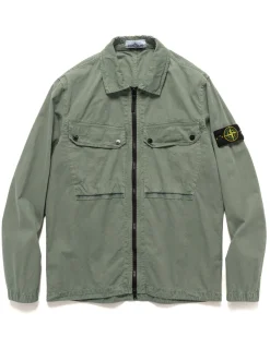 Stone Island Brushed Cotton Canvas Old Effect Overshirt Sage>Men Shirts