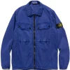 Stone Island Brushed Cotton Canvas Old Effect Overshirt Bright Blue>Men Shirts