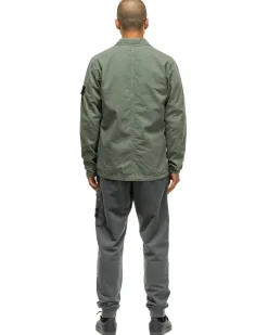 Stone Island Brushed Cotton Canvas Old Effect Overshirt Sage><noscript><img width=