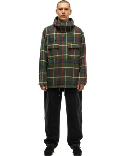 Engineered Garments Cagoule Shirt Cotton Heavy Twill Plaid Olive>Men Shirts
