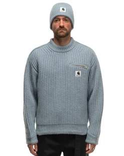 sacai Carhartt Wip Knit Pullover Detroit Light Blue><noscript><img width=