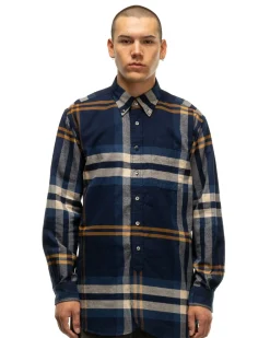 Engineered Garments 19 Century Bd Shirt Cotton Big Plaid Flannel Navy/Gold><noscript><img width=