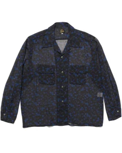 Needles Classic Shirt-Poly Chiffon/Floral Printed Black>Men Shirts