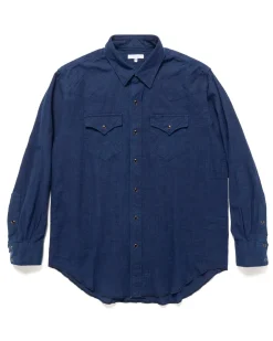 Engineered Garments Combo Western Shirt Cotton Voile Navy>Men Shirts