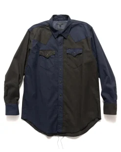 Engineered Garments Combo Western Shirt Cotton Oxford Twill Navy>Men Shirts