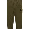 Stone Island Cotton Fleece Garment Dyed 1 Pocket Sweatpant Olive>Men Bottoms