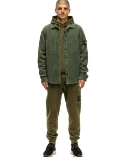 Stone Island Cotton Fleece Garment Dyed 1 Pocket Sweatpant Olive>Men Bottoms