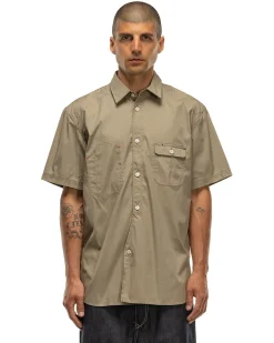 Junya Watanabe MAN Cotton Nylon Ss Shirt Khaki><noscript><img width=