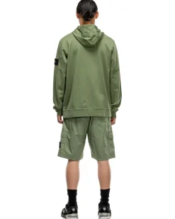 Stone Island Cotton Stretch Fleece Zip Pocket Pullover Hooded Sweater Sage><noscript><img width=