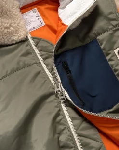 sacai Faux Shearling X Nylon Twill Blouson Khaki/Ecru><noscript><img width=