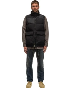 sacai Faux Suede Mix Vest Black>Men Outerwear