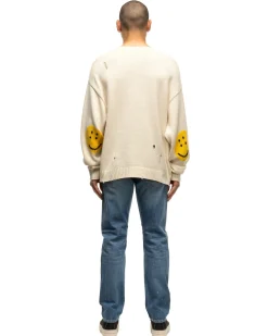 KAPITAL 5G Cotton Knit Rainbowy Patch Crew Sweater Ecru><noscript><img width=