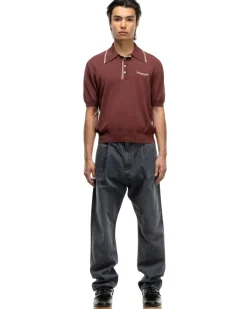 KAPITAL 14G Knit Carol Polo Burgundy>Men Shirts