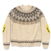 KAPITAL 5G Wool Nordic Smilie Patch Raglan Sweater Ecru>Men Sweaters
