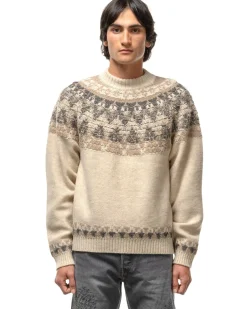 KAPITAL 5G Wool Nordic Smilie Patch Raglan Sweater Ecru><noscript><img width=