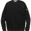 Stone Island Garment Dyed Brushed Cotton Fleece Crewneck Black>Men Sweaters
