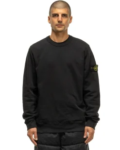 Stone Island Garment Dyed Brushed Cotton Fleece Crewneck Black><noscript><img width=