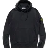 Stone Island Garment Dyed Cotton Fleece Hoodie Navy Blue>Men Sweaters