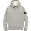 Stone Island Garment Dyed Cotton Fleece Hoodie Melange Grey>Men Sweaters
