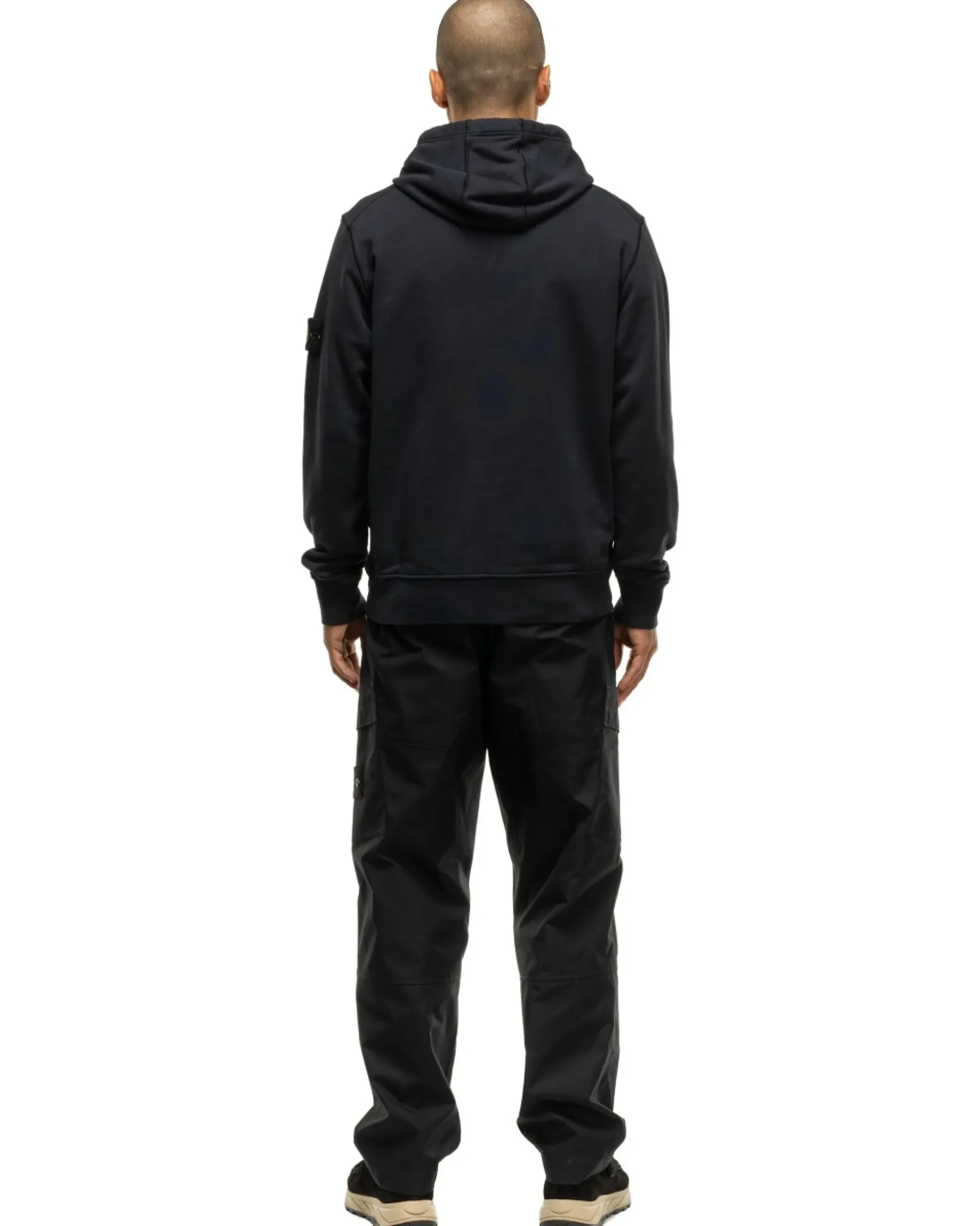 Stone Island Garment Dyed Cotton Fleece Hoodie Navy Blue>Men Sweaters
