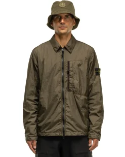 Stone Island Garment Dyed Crinkle Reps Recycled Nylon Overshirt Olive><noscript><img width=
