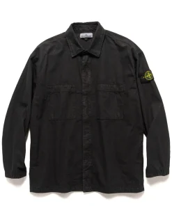 Stone Island Garment Dyed Old Effect Overshirt Black>Men Shirts