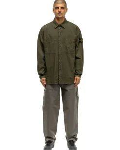 Stone Island Garment Dyed Old Effect Overshirt Olive>Men Shirts