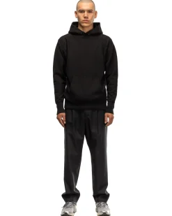 ATON Garment Dyed Urake Hoodie Black>Men Sweaters