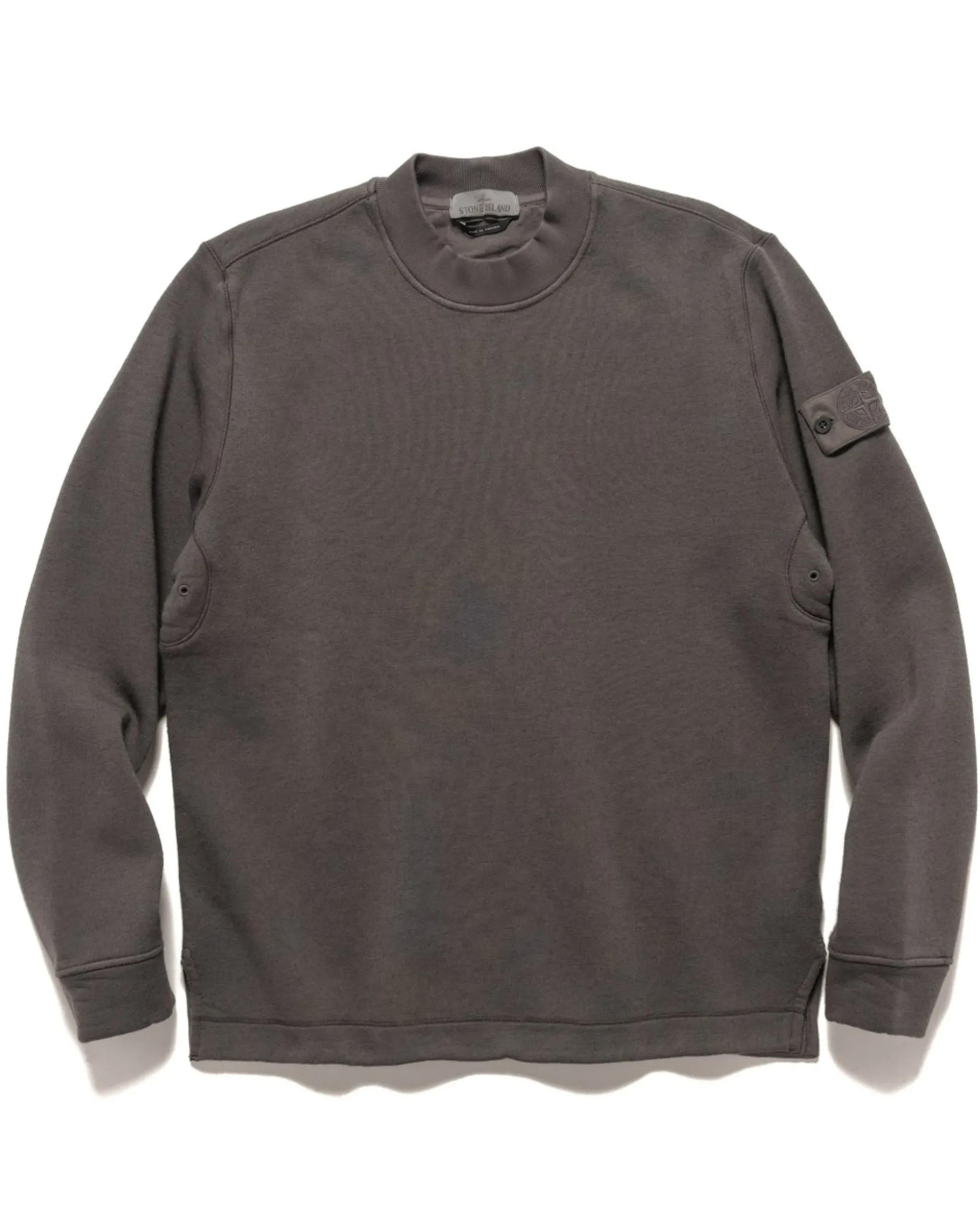 Stone Island Ghost Piece Garment Dyed Wool Cotton Crewneck Dark Grey>Men Sweaters