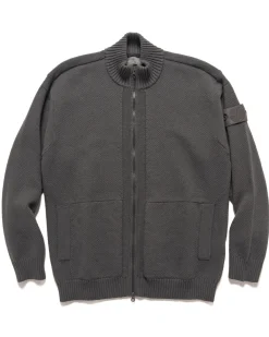 Stone Island Ghost Piece Wool Zip Sweater Dark Grey>Men Sweaters