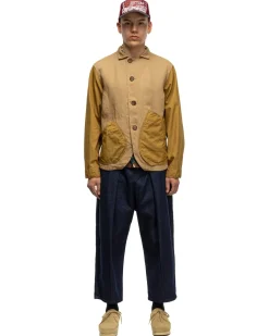 KAPITAL Linen Chino Cloth X Gabardine Ringoman Coverall Beige>Men Outerwear