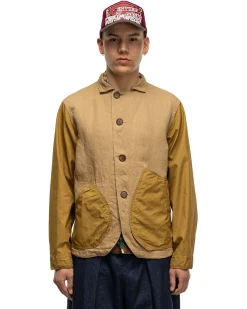 KAPITAL Linen Chino Cloth X Gabardine Ringoman Coverall Beige><noscript><img width=