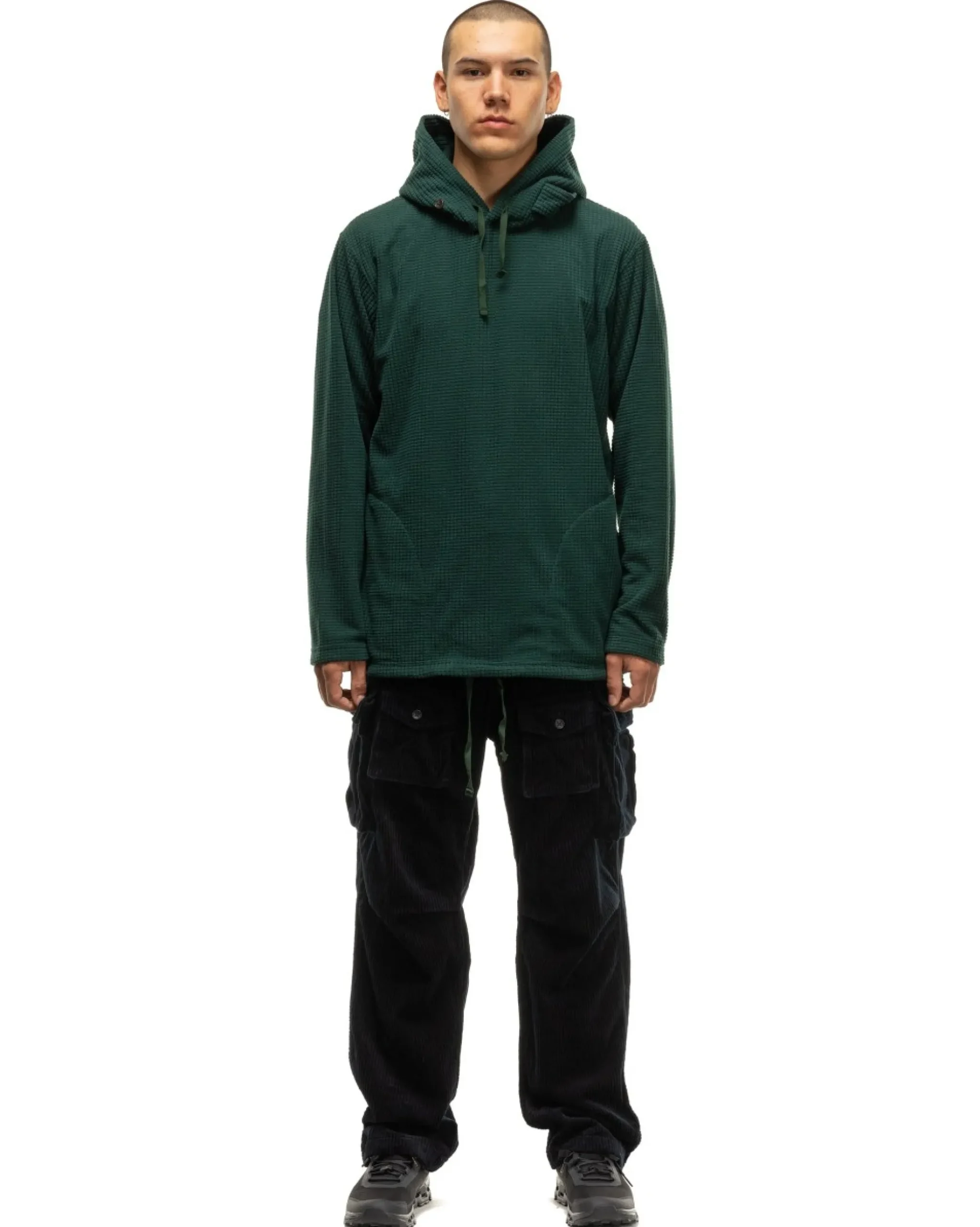 Engineered Garments Long Sleeve Hoody Polyester Waffle Forest>Men Sweaters