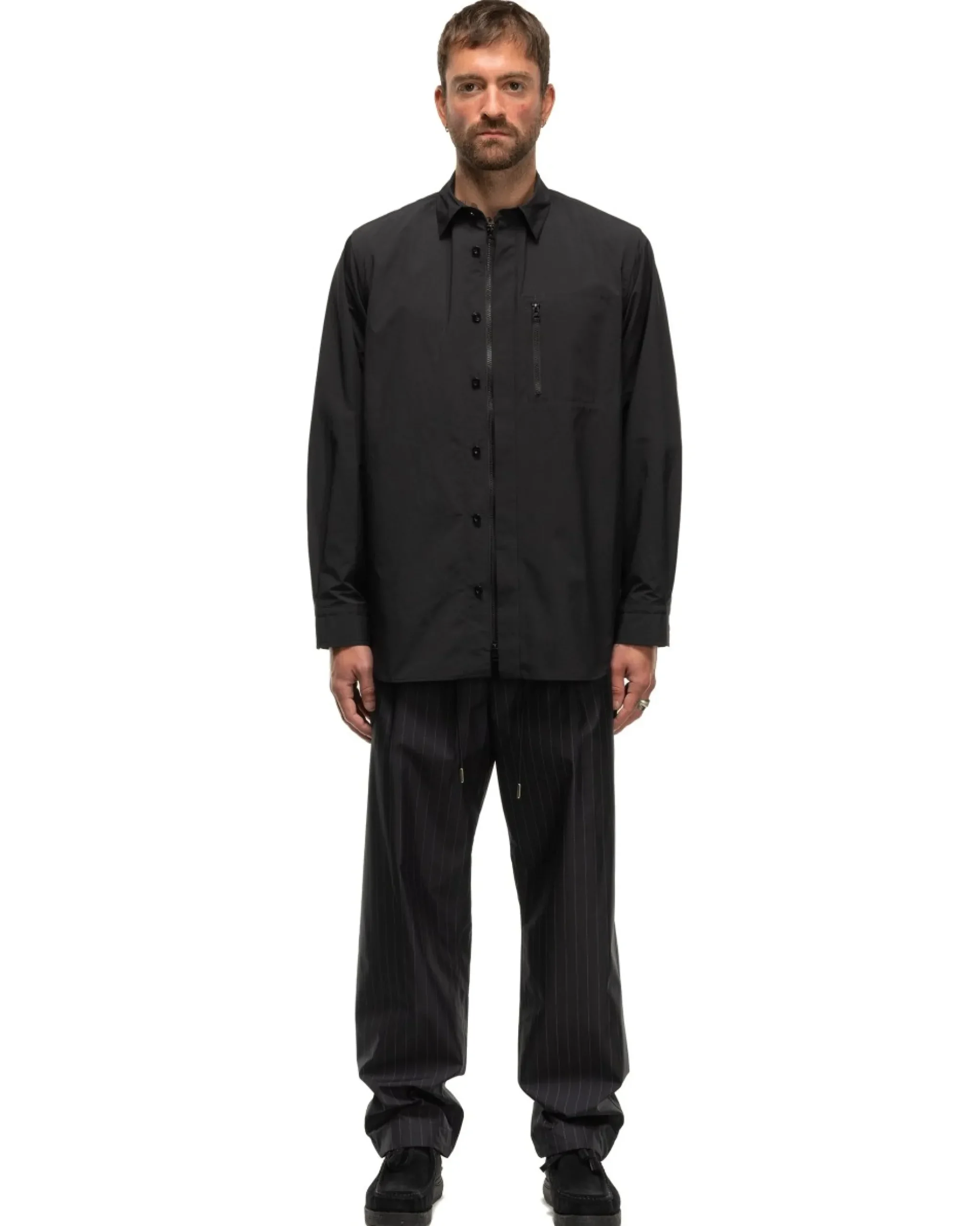 sacai Matte Taffeta L/S Shirt Black>Men Shirts