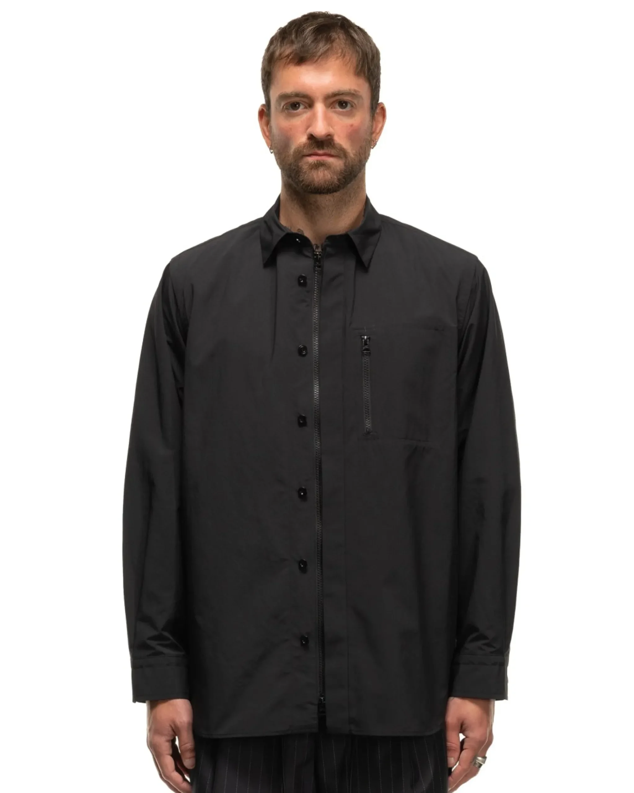 sacai Matte Taffeta L/S Shirt Black>Men Shirts
