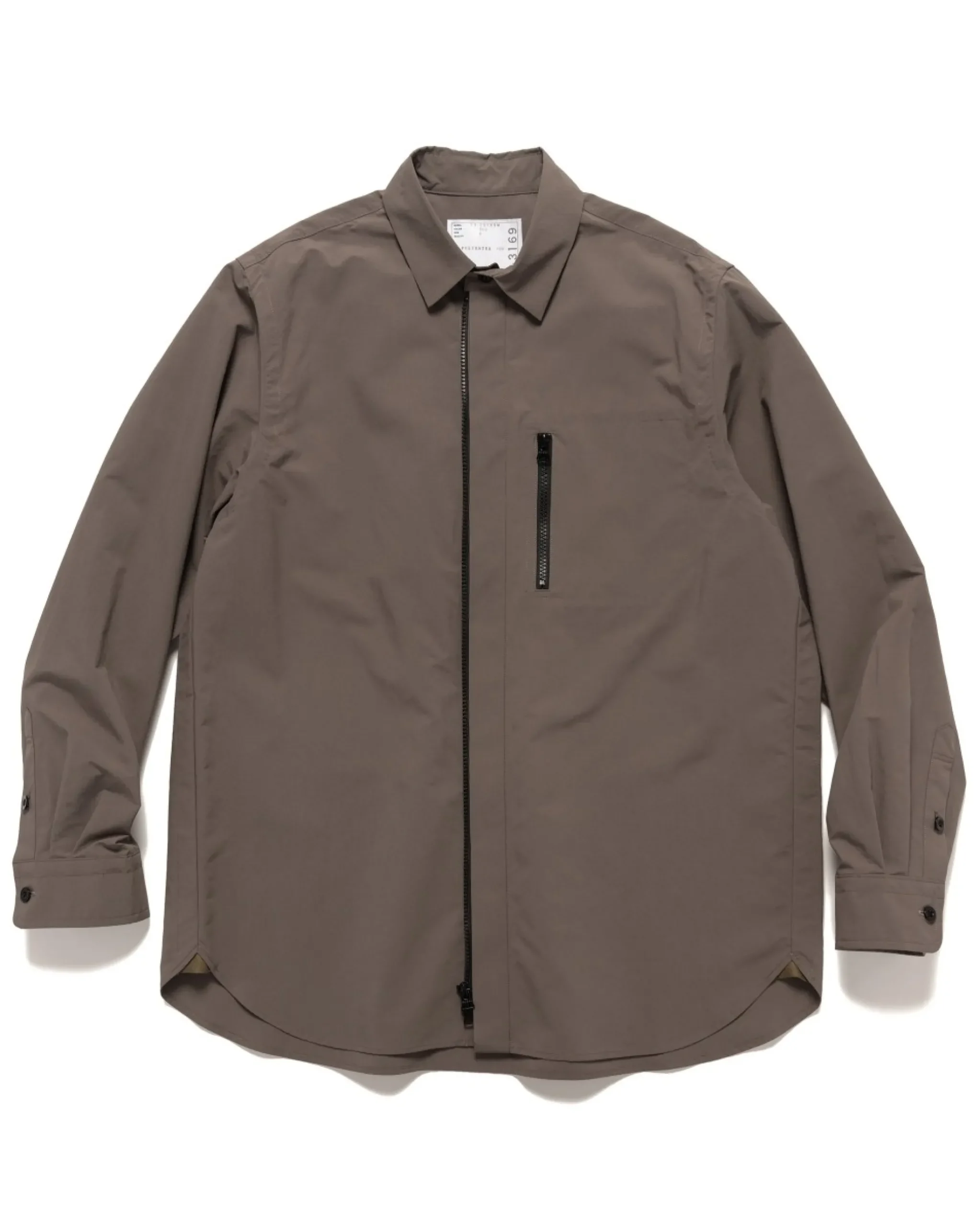 sacai Matte Taffeta L/S Shirt Taupe>Men Shirts