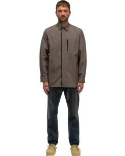 sacai Matte Taffeta L/S Shirt Taupe>Men Shirts