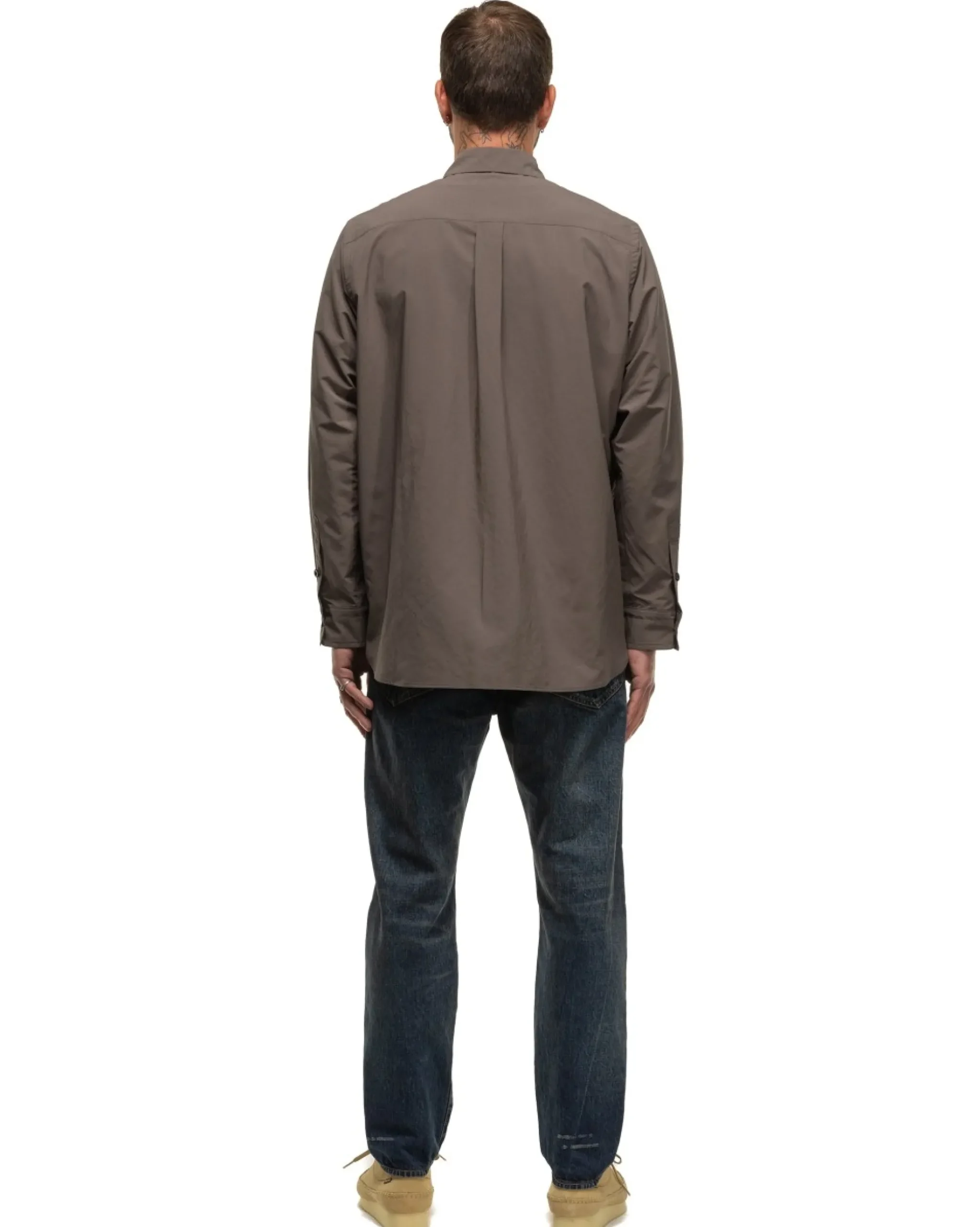 sacai Matte Taffeta L/S Shirt Taupe>Men Shirts
