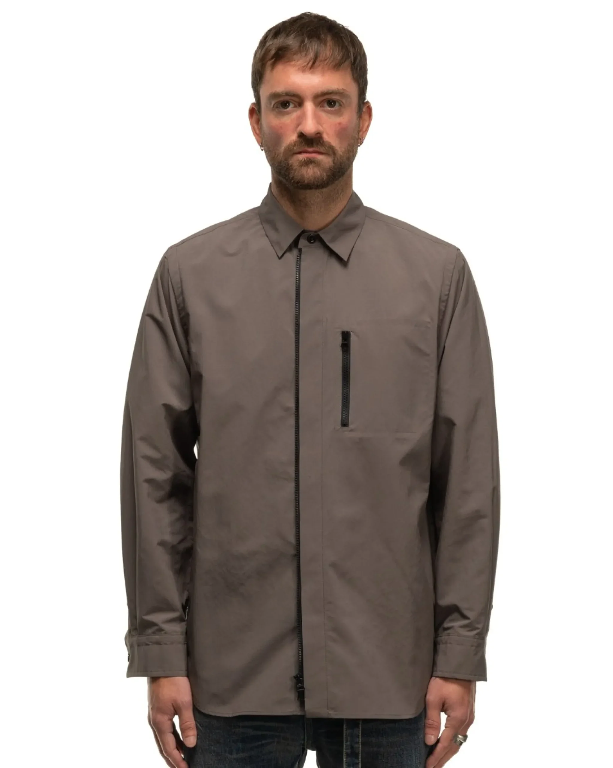 sacai Matte Taffeta L/S Shirt Taupe>Men Shirts