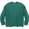 ATON Natural Dyed Urake Oversized Sweat Shirt Green>Men Sweaters