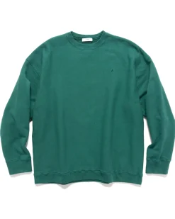 ATON Natural Dyed Urake Oversized Sweat Shirt Green>Men Sweaters