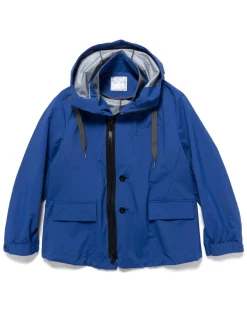 sacai Nylon Bonding Hooded Jacket Blue>Men Outerwear