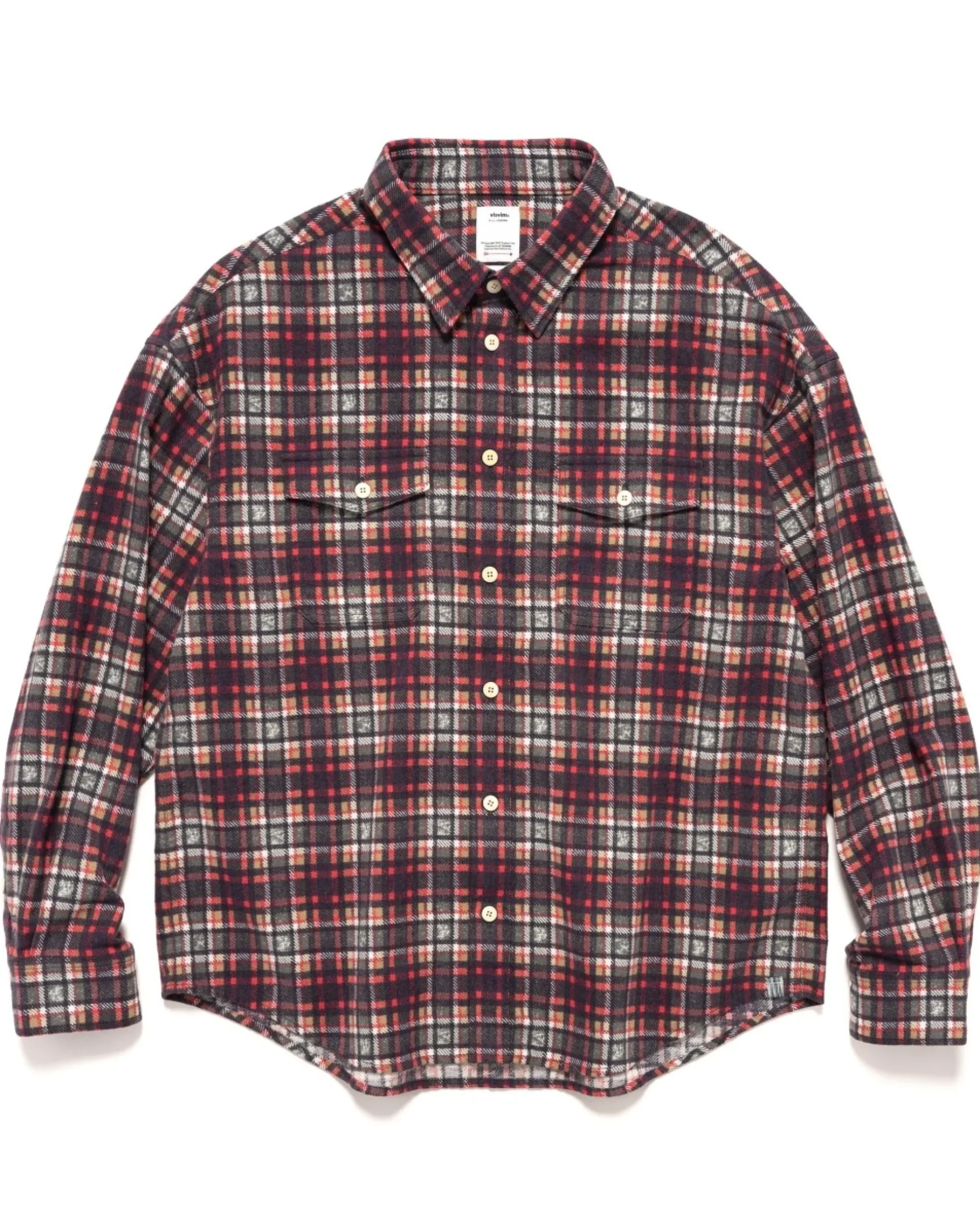 visvim Pioneer Khadi Check L/S Red>Men Shirts