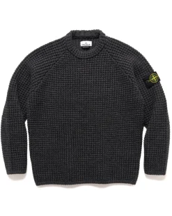 Stone Island Pure Wool Knit Crewneck Sweater Melange Charcoal>Men Sweaters