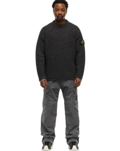 Stone Island Pure Wool Knit Crewneck Sweater Melange Charcoal>Men Sweaters