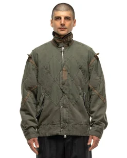 sacai Quilted Herringbone Jacket Khaki><noscript><img width=