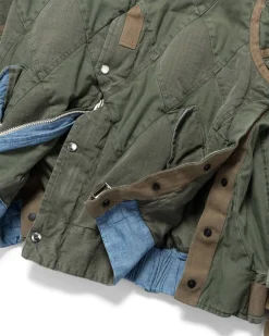 sacai Quilted Herringbone Jacket Khaki><noscript><img width=