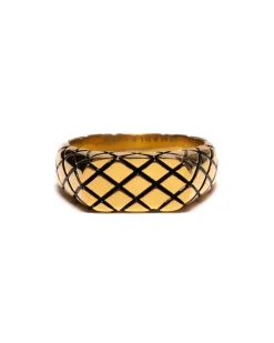 MAPLE Quilted Signet Ring Slim 14K Gold Plated>Men Accessories
