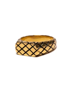 MAPLE Quilted Signet Ring Slim 14K Gold Plated>Men Accessories